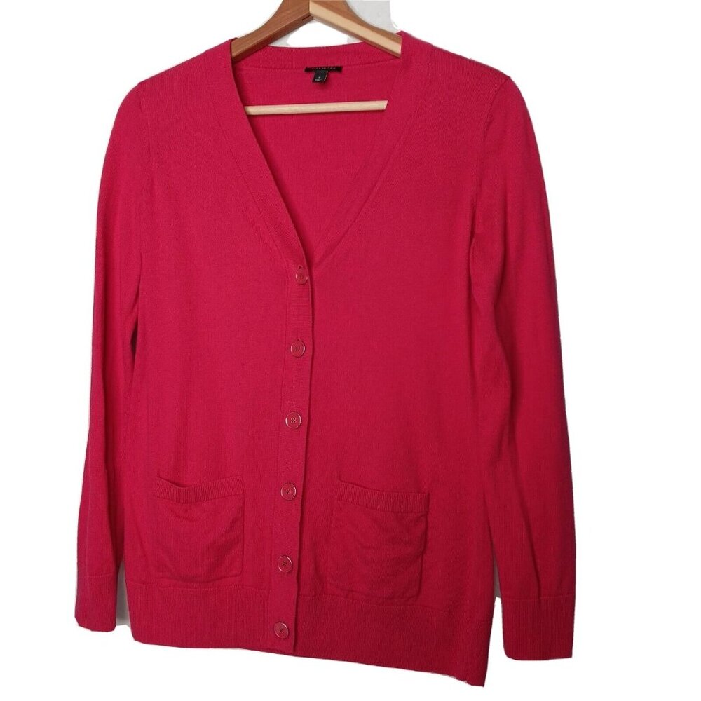 Talbots Womens Size Small Sweater V Neck Cardigan Button Up Pink Classic Knit